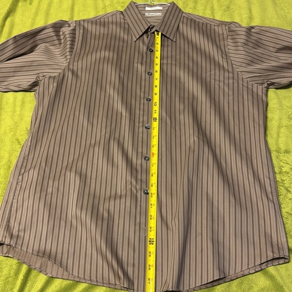 Men’s Brown Stripe Non Iron Kenneth Cole New York Button Down Shirt Sz 16.5 - Picture 6 of 6